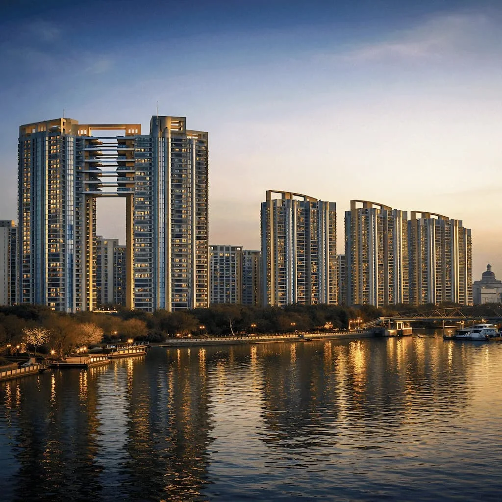 Skyline living with connected towers